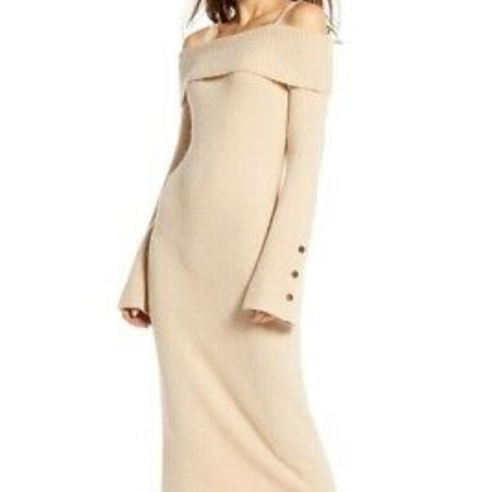 Something Navy Cold Shoulder Sweater Dress